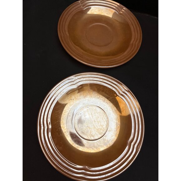 Set of 6 FireKing Peach Luster Oven Ware Saucers 6” Diameter - Picture 2 of 7